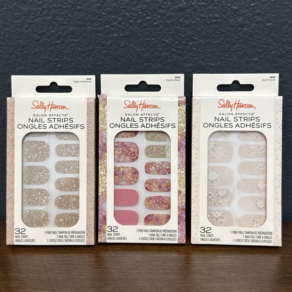 Sally Hansen Nail Strips Salon Effects Multi Color Lot of 3 New